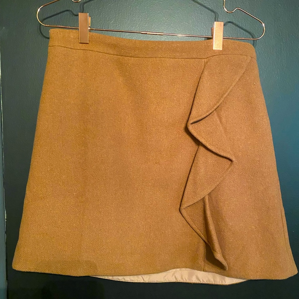J-Crew Wool mini skirt w/ ruffle